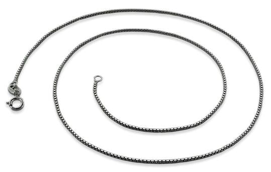 Black Rhodium Sterling Silver Box Chain 0.7MM
