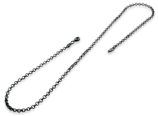 Black Rhodium Sterling Silver Rollo Chain 3.0MM