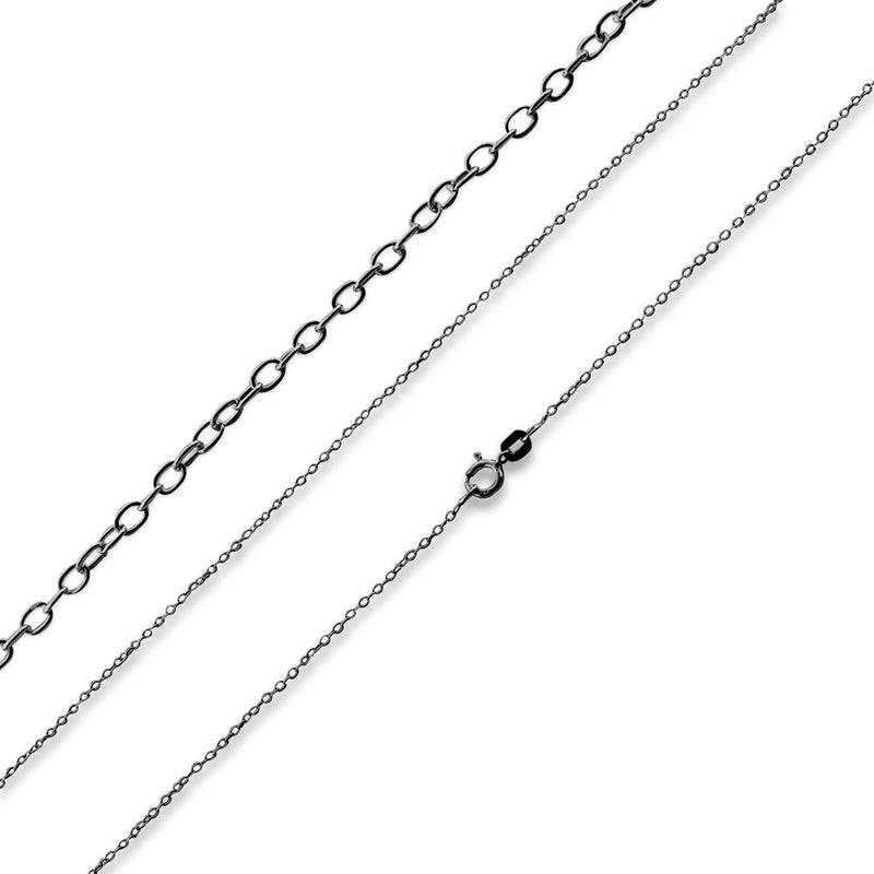 Black Rhodium Sterling Silver 20" Cable Chain 1.1MM