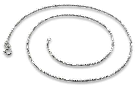 Rhodium Sterling Silver Box Chain 1MM