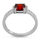 Sterling Silver Cushion Dark Garnet CZ Ring