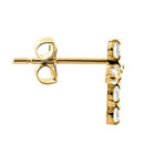 Solid 14K Yellow Gold Cross Clear CZ Earrings