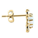 Solid 14K Yellow Gold Oval White Lab Opal & Clear CZ Earrings