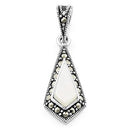Sterling Silver Mother of Pearl Drop Marcasite Pendant