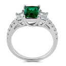 Sterling Silver Emerald-tone CZ Ring