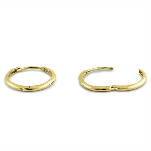 Solid 14K Yellow Gold 1.5mm x 18mm Plain Hoop Earrings