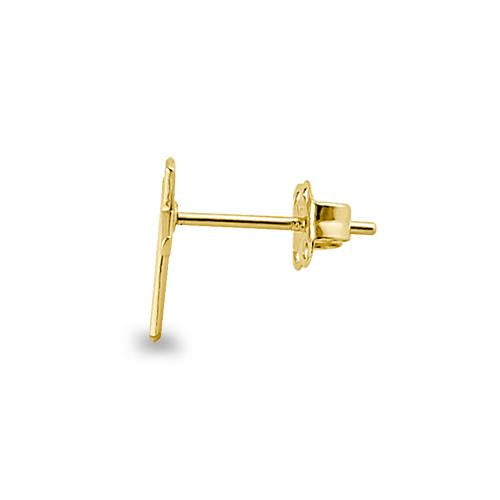 Solid 14K Yellow Gold Cross Stud Earrings