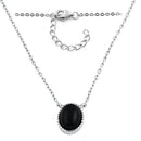 Sterling Silver Black Oval Stone Necklace
