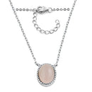 Sterling Silver Rose Quartz Oval Stone Necklace