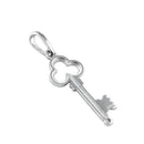 Solid 14K White Gold Clover Key Pendant