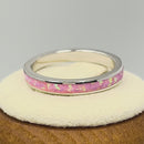 Sterling Silver Seamless Pink Lab Opal Ring