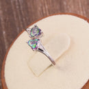Sterling Silver Double Heart Rainbow Topaz CZ Ring