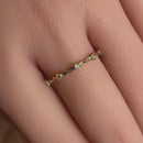 Solid 14K Yellow Gold Simplistic Twist Half Eternity Round CZ Ring