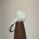 Sterling Silver Oval Mother of Pearl CZ Ring