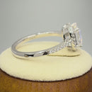 Sterling Silver Chic Square Halo Iridescent Rainbow CZ Ring