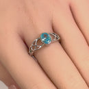 Sterling Silver Oval Aqua Blue CZ Celtic Ring