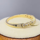 Solid 14K Yellow Gold Half Eternity Abstract Round CZ Ring