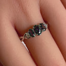 Sterling Silver Triple Oval Rainbow CZ Ring