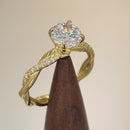 Solid 14K Gold Twisted Solitaire CZ Ring