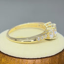 Solid 14K Yellow Gold Classic 5mm Triple Round Cut CZ Engagement Ring