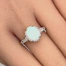 Sterling Silver Oval White Lab Opal CZ Ring