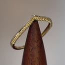 Solid 14K Yellow Gold Beaded V Shape Ring