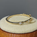 Solid 14K Yellow Gold Simplistic Twist Half Eternity Round CZ Ring