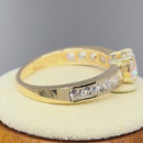 Solid 14K Yellow Gold Round & Princess Cut CZ Engagement Ring