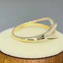 Solid 14K Yellow Gold String Knot Round CZ Ring