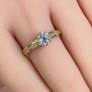 Solid 14K Yellow Gold Round Cut CZ Engagement Ring