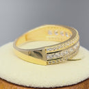 Solid 14K Yellow Gold Channel Princess Cut CZ Ring