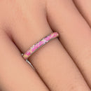 Sterling Silver Seamless Pink Lab Opal Ring