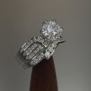 Sterling Silver CZ Engagement Ring Set