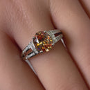 Sterling Silver Oval Orange CZ Ring