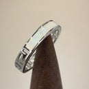 Sterling Silver Greek White Lab Opal Band Ring