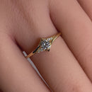 Solid 14K Yellow Gold Fancy Round Cut CZ Engagement Ring