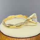 Solid 14K Gold Twisted Solitaire CZ Ring