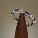 Sterling Silver Round & Marquise Amethyst CZ Eternity Ring