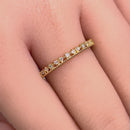 Solid 14K Yellow Gold Half Eternity Abstract Round CZ Ring
