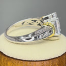 Sterling Silver Two Tone Gold Plated Emerald Cut Yellow & Clear CZ Ring