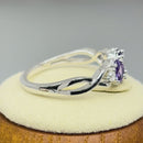 Sterling Silver Triple Oval Amethyst CZ Ring