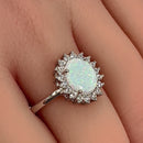 Sterling Silver Oval White Lab Opal CZ Ring