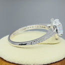 Solid 14K White Gold Cushion Halo Engagement Clear CZ Ring