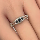Sterling Silver Filigree Black CZ Ring