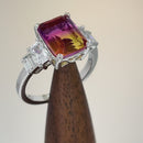 Sterling Silver Bicolor Orange Ruby Ombre CZ Ring