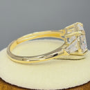 Solid 14K Yellow Gold Asscher Cut CZ Engagement Ring