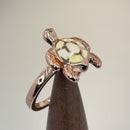 Sterling Silver Rose Gold  Turtle White Lab Opal Ring