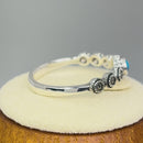 Sterling Silver Small Round Simulated Turquoise Marcasite Ring