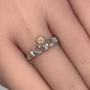 Sterling Silver Two Tone Rose Gold Plated Claddagh Ring