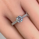Solid 14K White Gold Classic Round CZ Engagement Ring